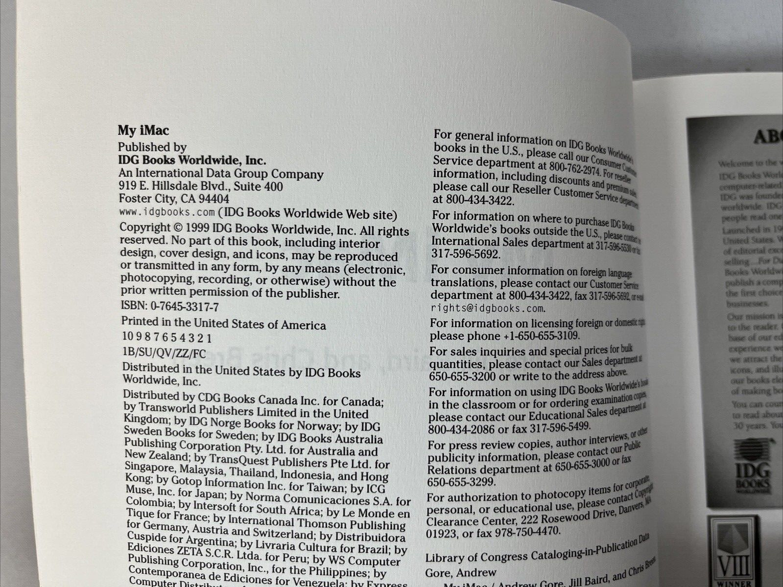 MY IMAC – 1999 IDG Books – Andrew Gore & Jill Baird – Software New In Seal GOOD