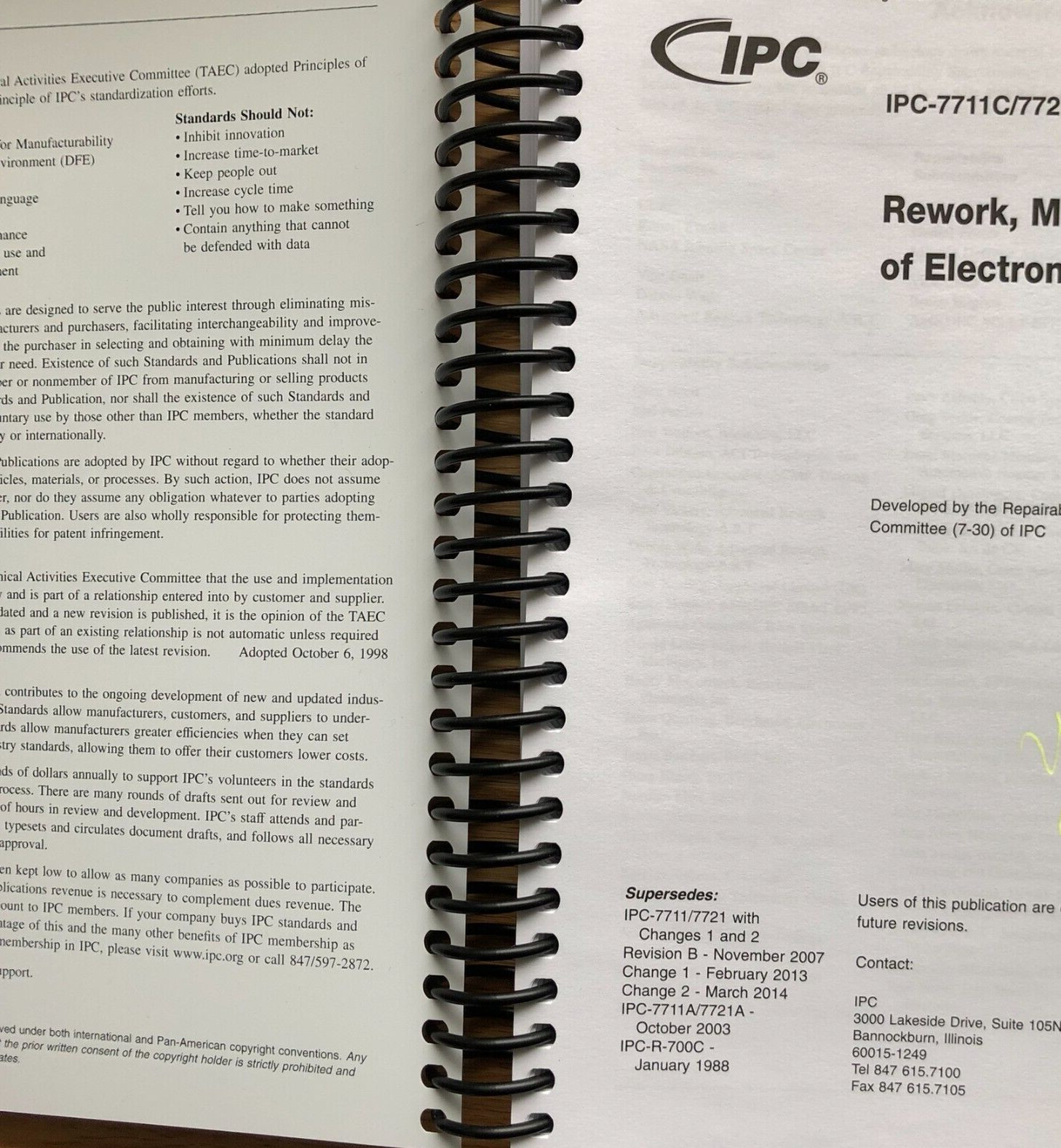 IPC-7711/7721 Rework, Modification and Repair of Electronic Assemblies, Rev. C