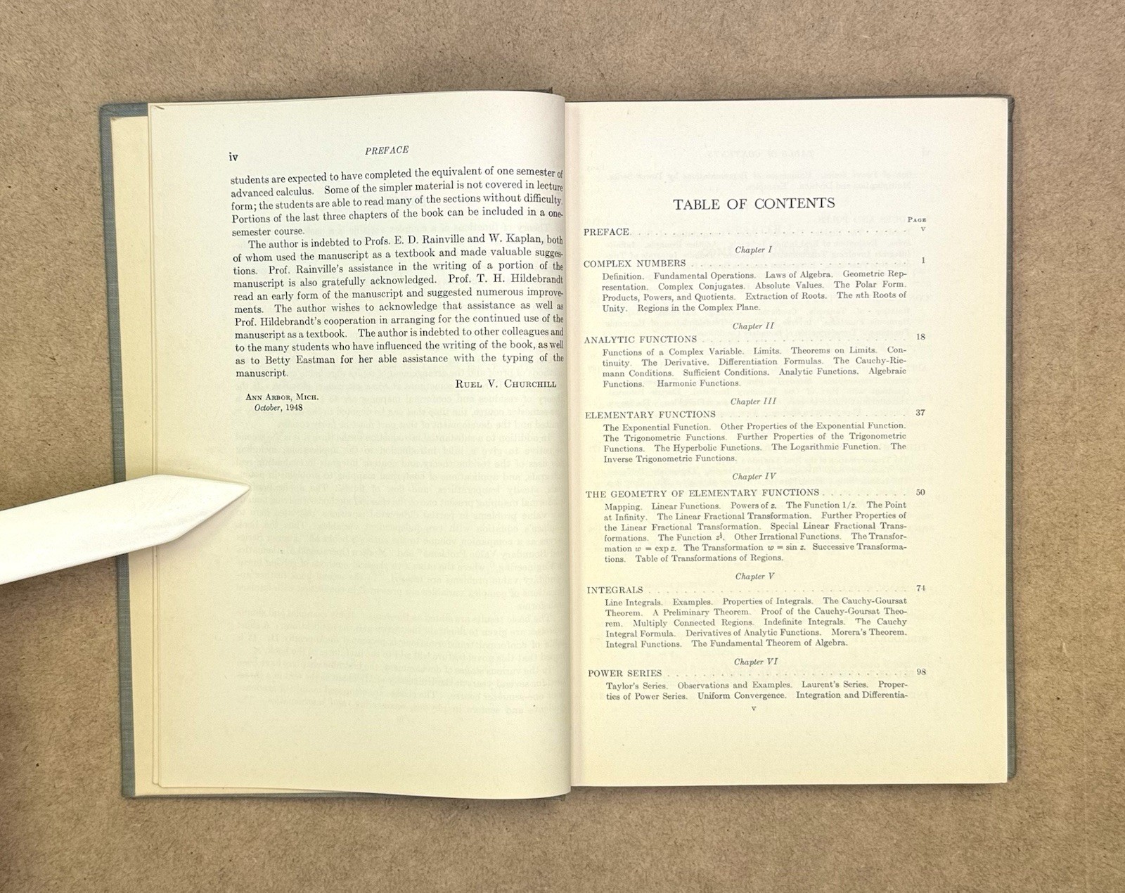 Vintage 1948 Complex Variables & Applications 1st Edition by Churchill HC