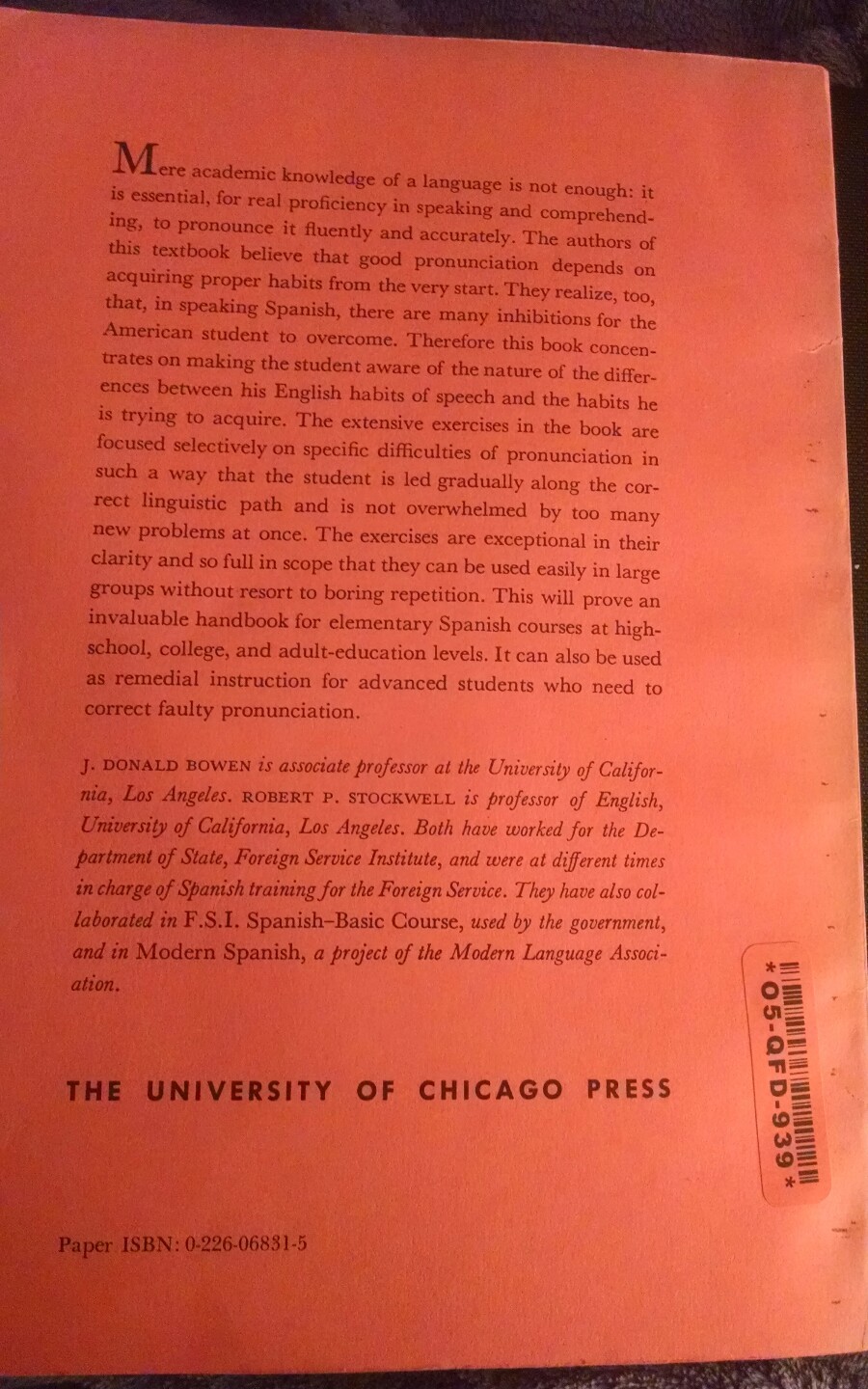 Patterns of Spanish Pronunciation A Drillbook Bowen and Stockwell 1960