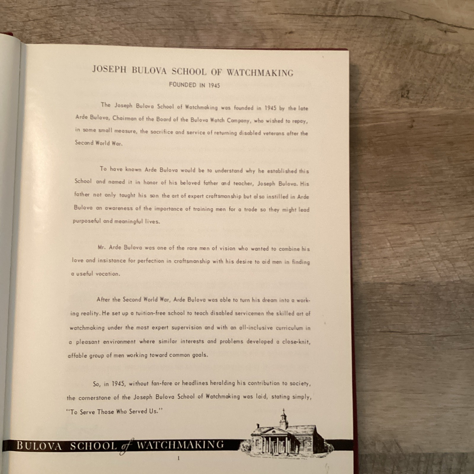THE JOSEPH BULOVA SCHOOL OF WATCHMAKING Training Manual 1968- 9th Edition HC -VG