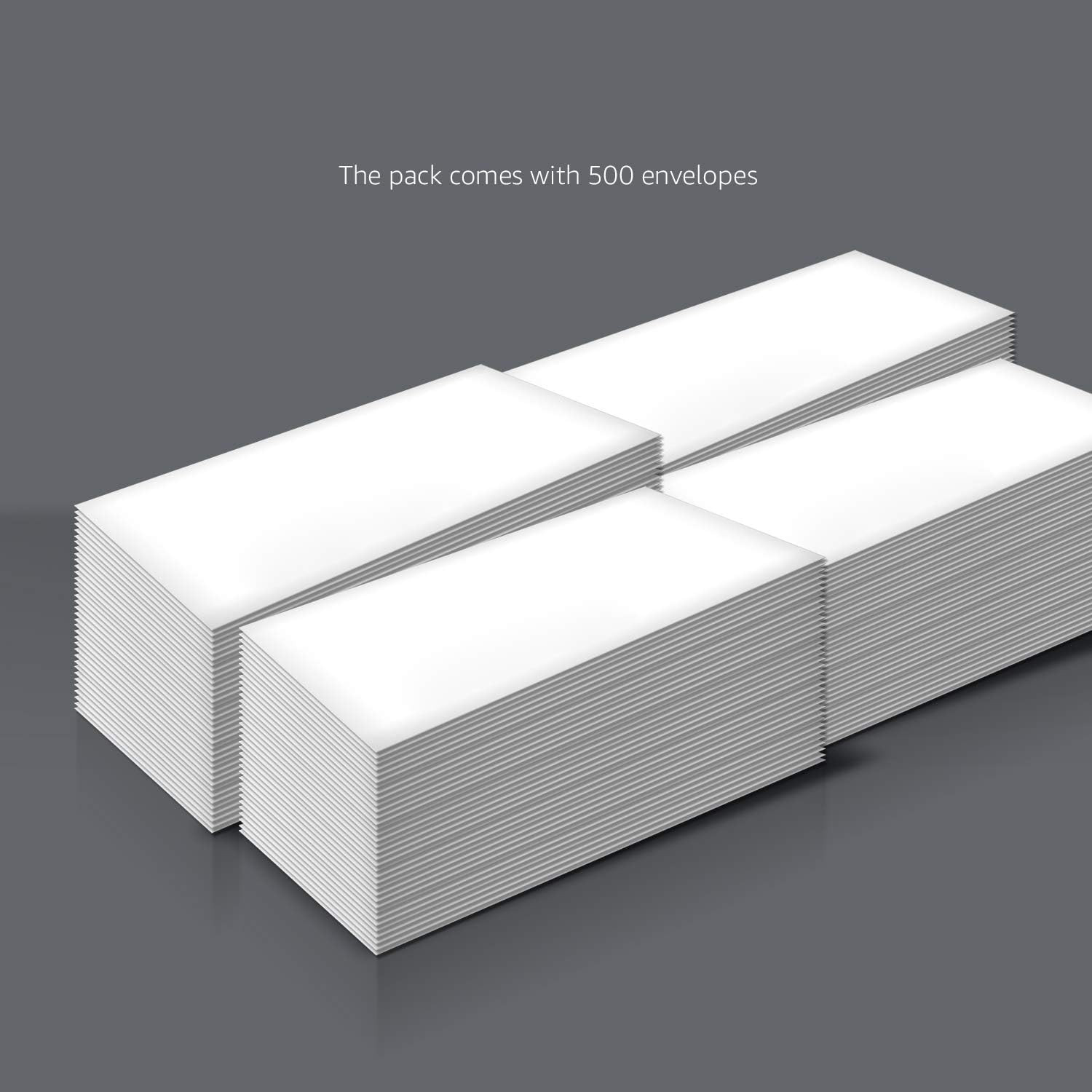 #10 Business Letter Envelopes with Gummed Seal, No Tint, White, 500-Pack