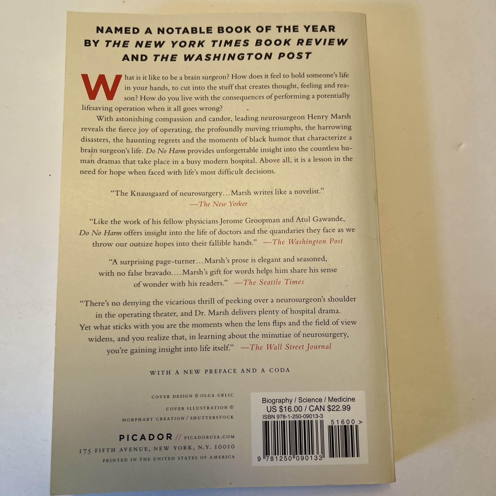Do No Harm Stories of Life Death and Brain Surgery by Henry Marsh 2016 Picador