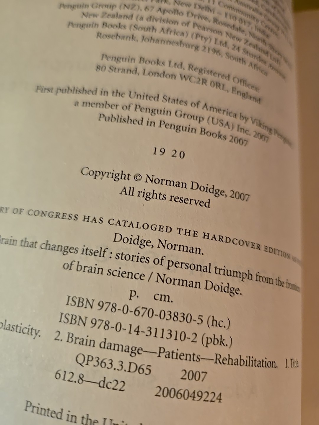 The Brain That Changes Itself: Stories of Personal Triumph Norman Doidge M. D.