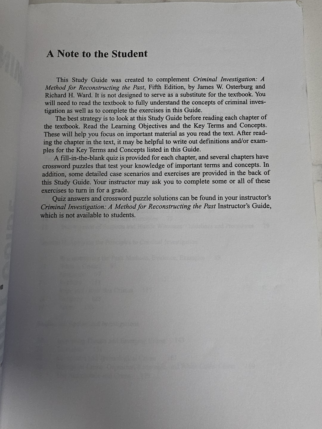 Criminal Investigation A Method For Reconstructing The Past Study Guide…