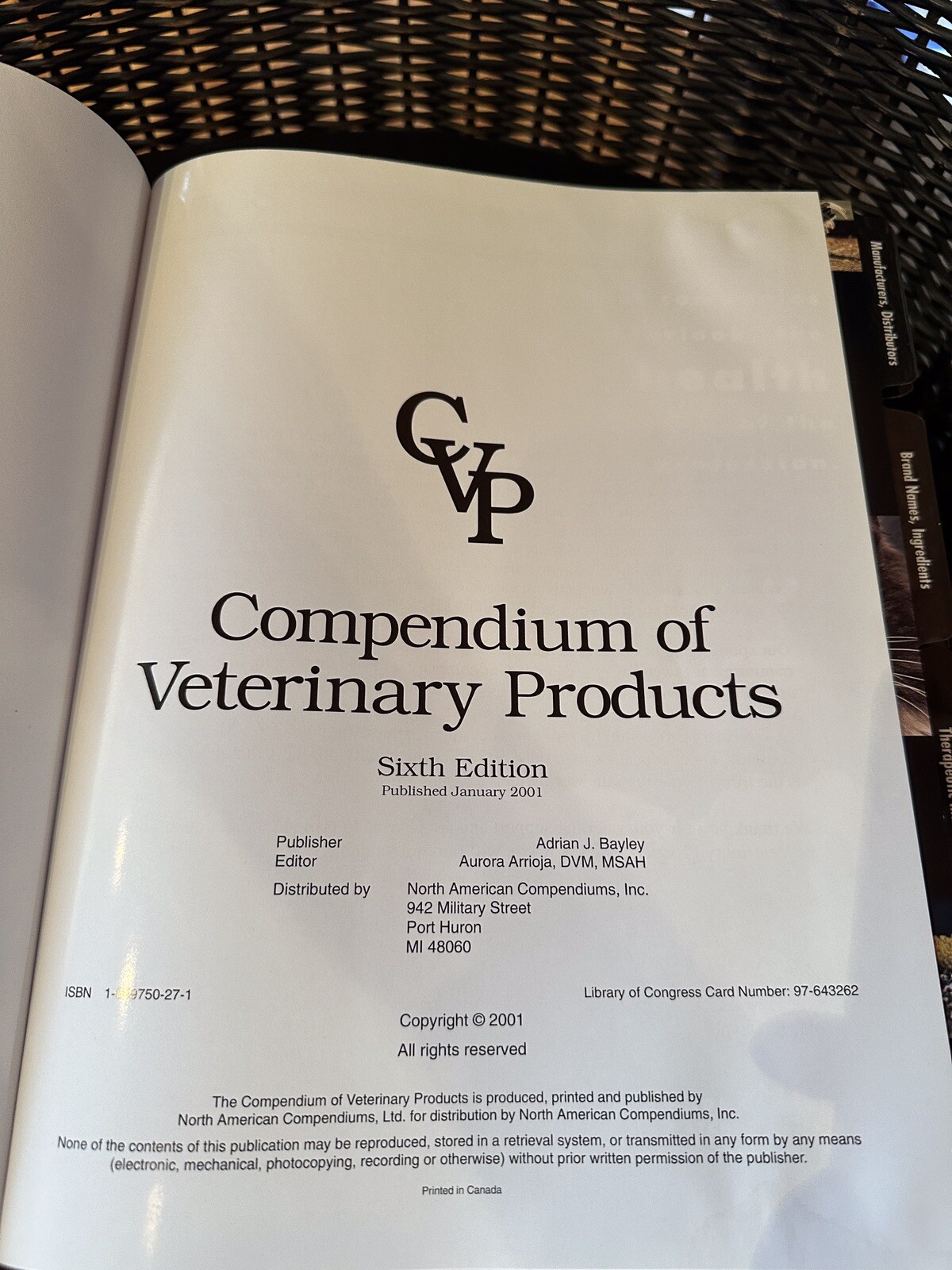 COMPENDIUM OF VETERINARY PRODUCTS, 6TH EDITION 2001 By North American