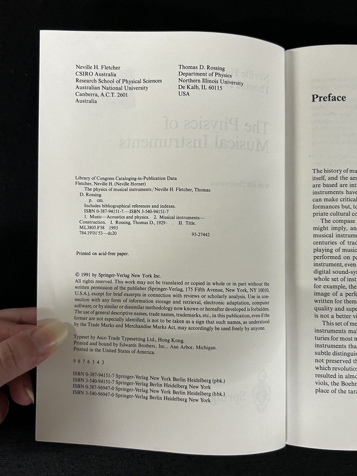 PHYSICS OF MUSICAL INSTRUMENTS Fletcher & Rossing 1991 SC