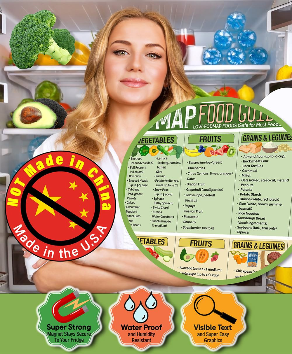 Magnetic 8.5X11 FODMAP Food Guide – Ibs-Friendly Diet Poster & Chart, Safe Foods