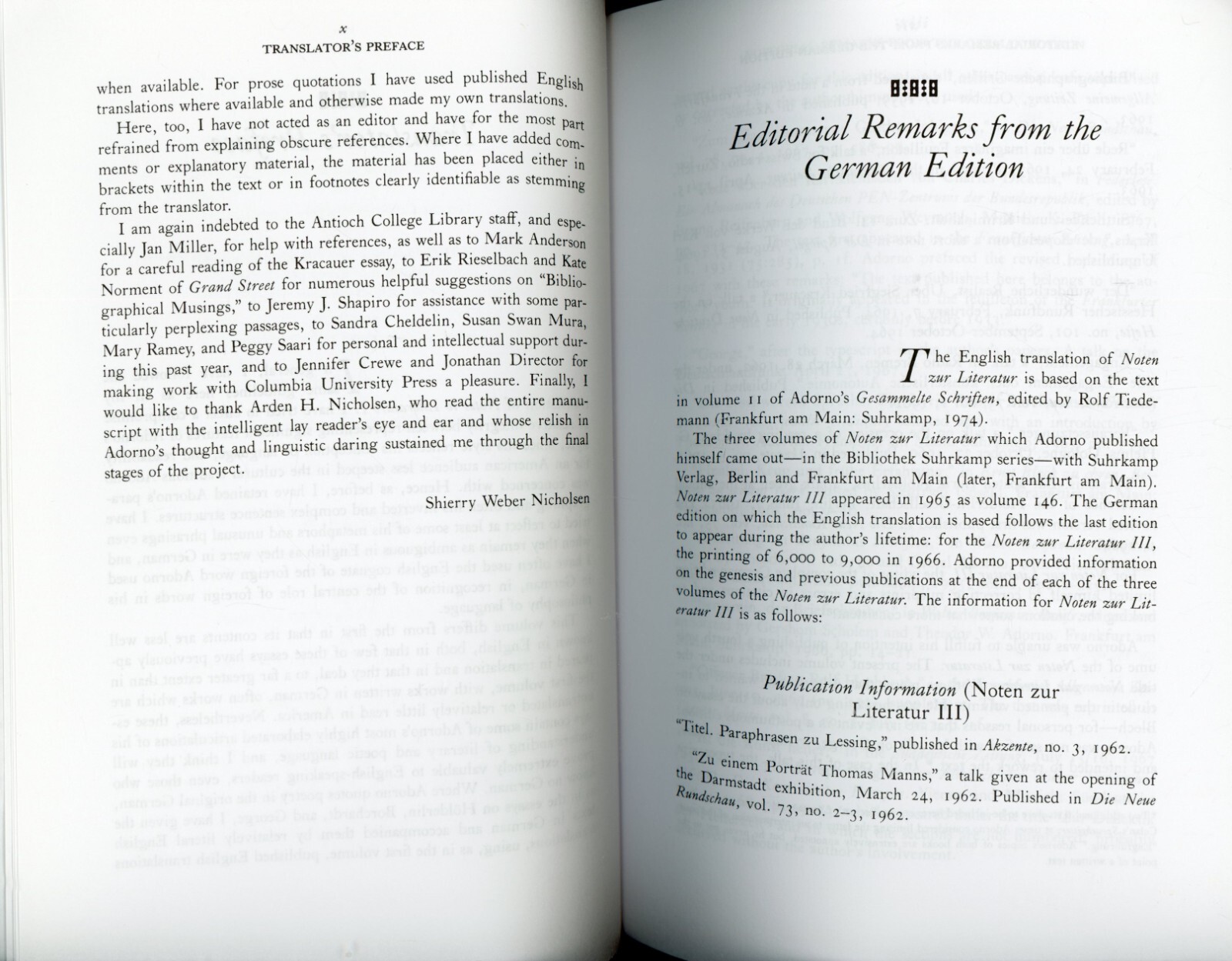 Notes to Literature Vol. 2 – Theodor W. Adorno (Paperback, 1992) VERY GOOD